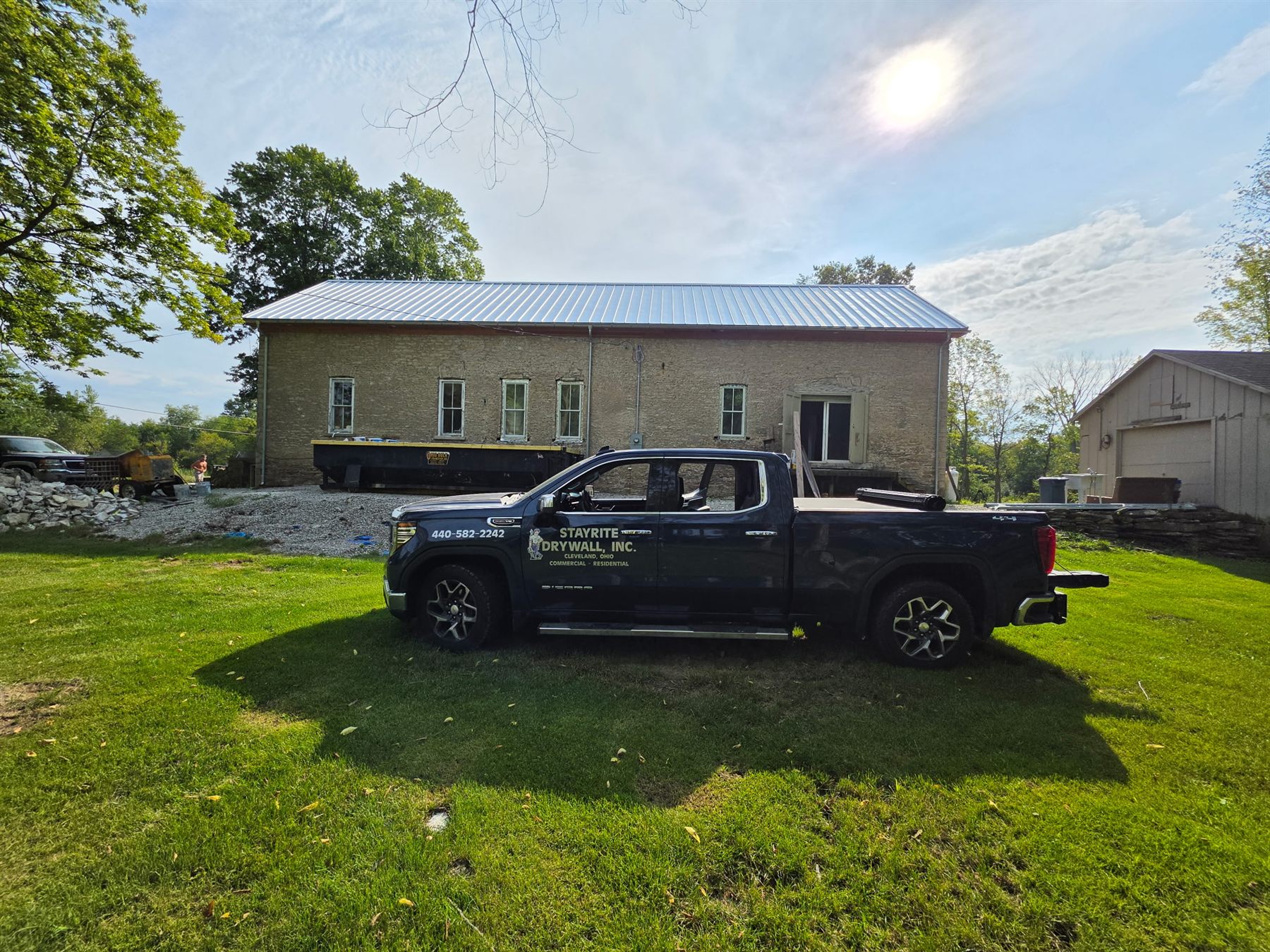 Stayrite Drywall truck at an active Northeast Ohio jobsite